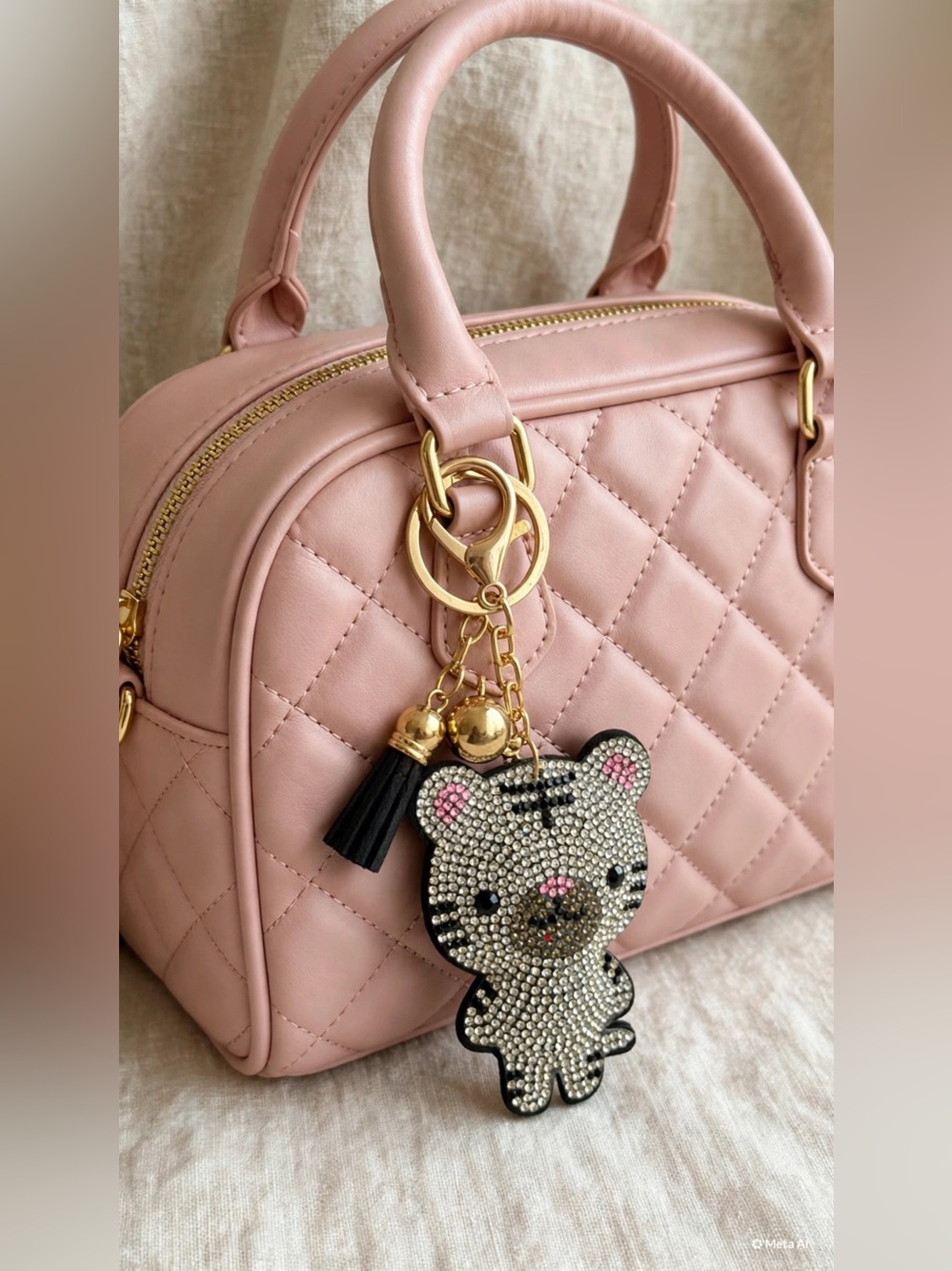 Crystal Tiger Keychain Bag Charm